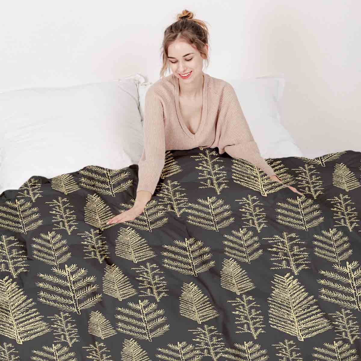 Couverture thérapeutique originale - Housse en coton avec motif forêt