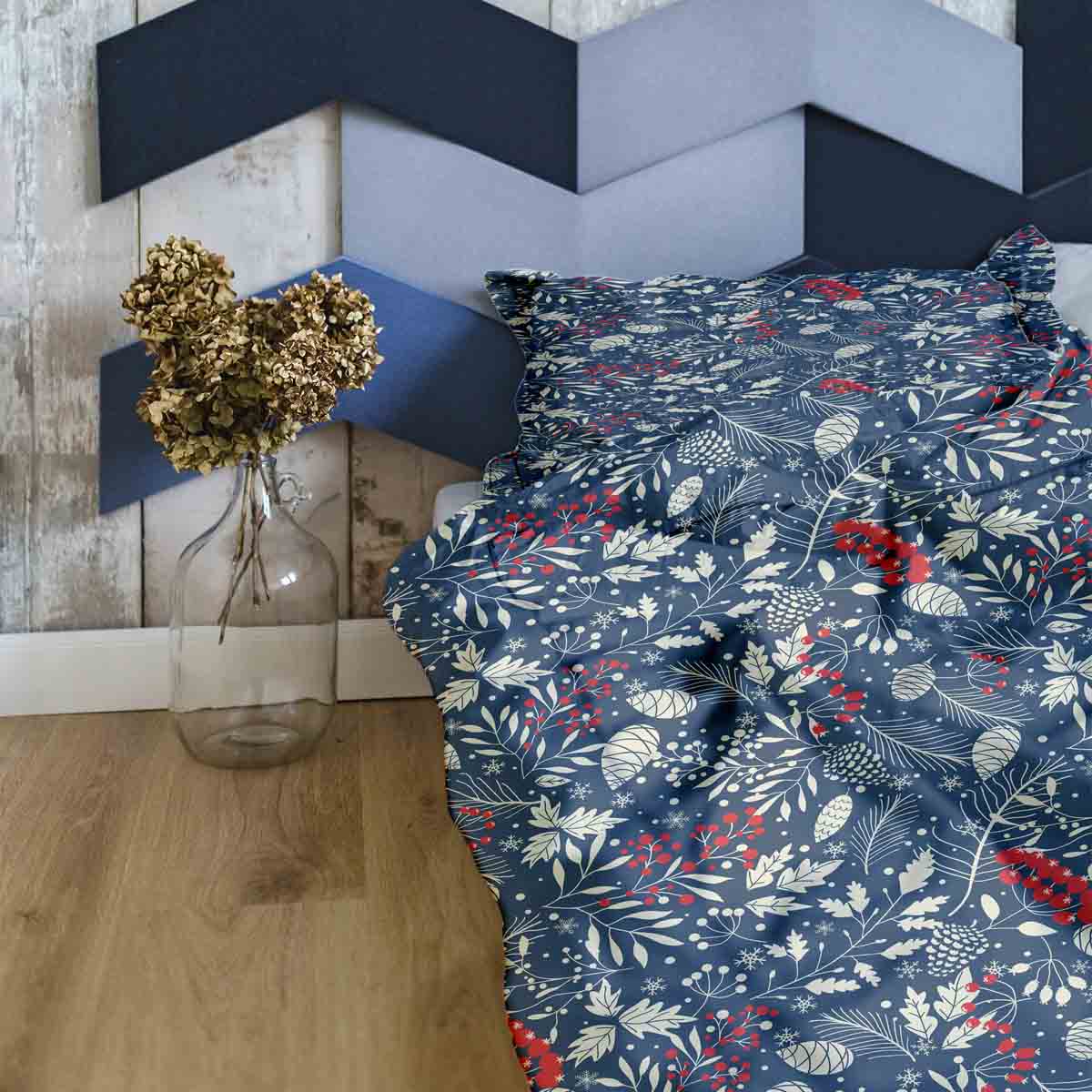 Couverture thérapeutique originale - Housse en coton feuilles de Noël