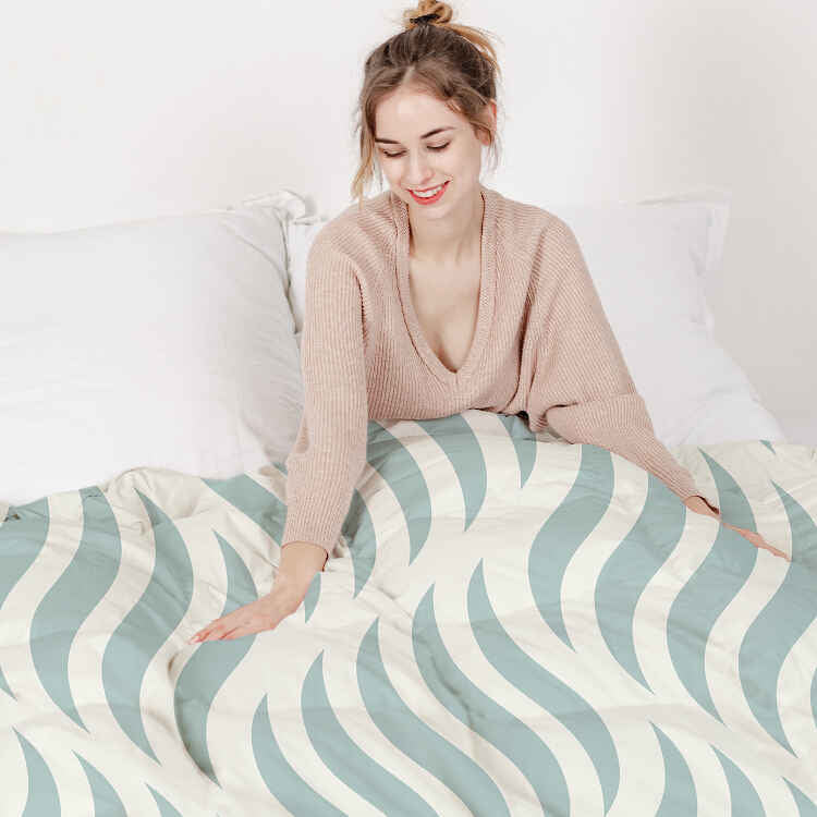 Couverture thérapeutique originale - Housse en coton vagues abstraites