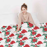 Therapy blanket and bedding set, white with rose bush.