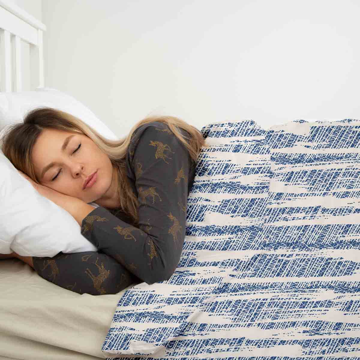 Couverture thérapeutique originale - Housse en coton avec motif bleu