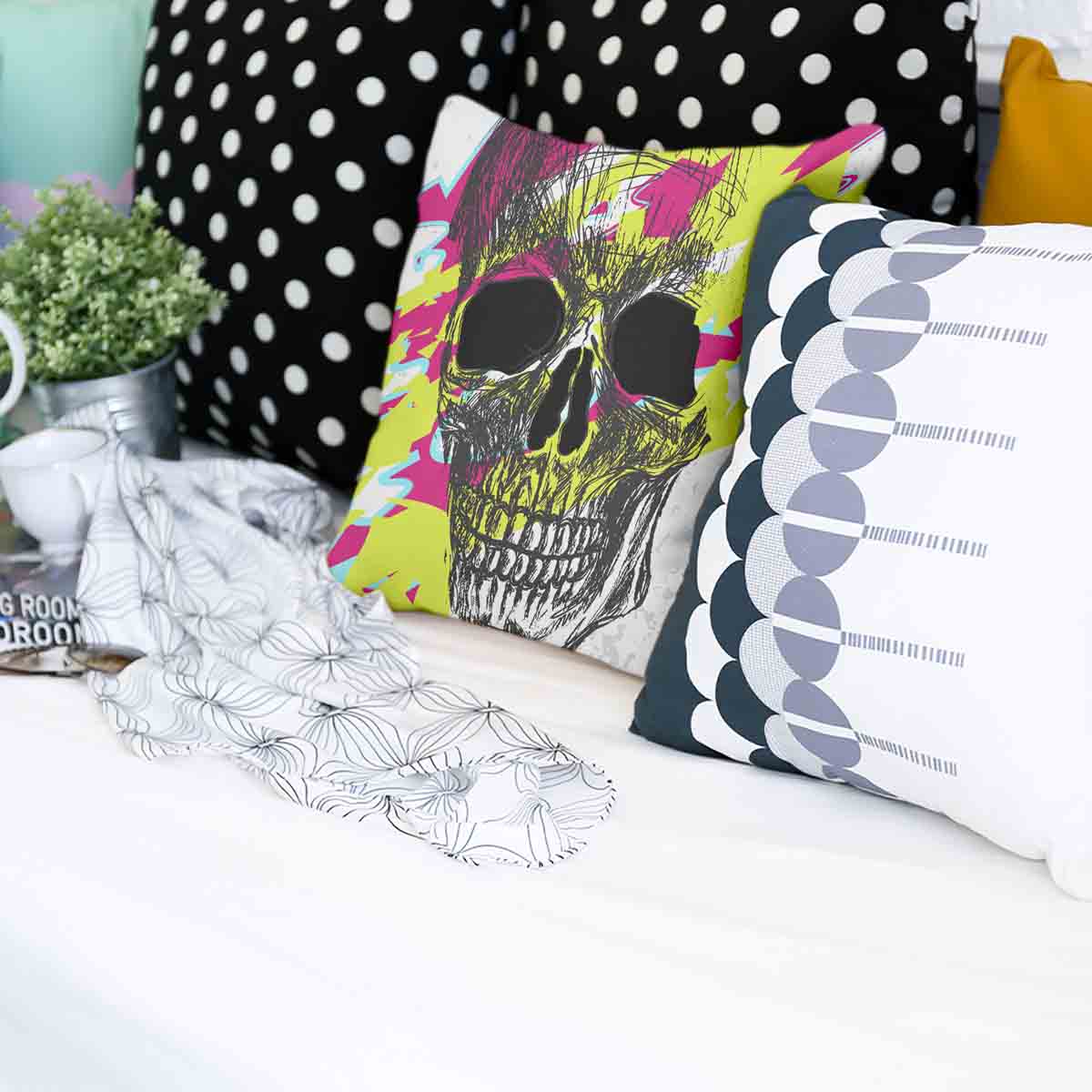 Health Pillow Skull Colorful