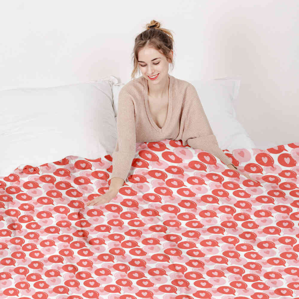 Therapy blankets bedding set speech bubble with heart