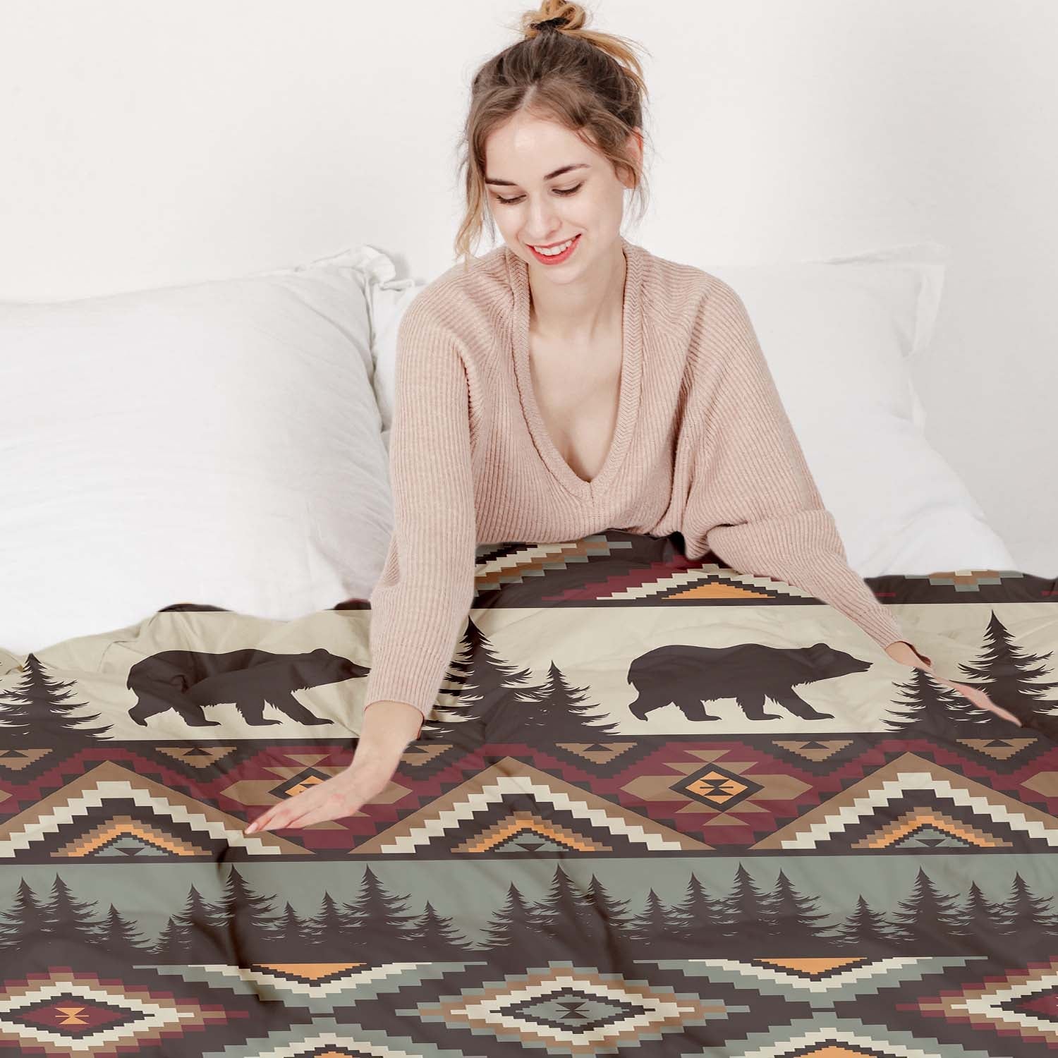 Ensemble de literie couverture thérapeutique brun Norvège