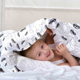 Therapy blanket and bedding set with black cars.