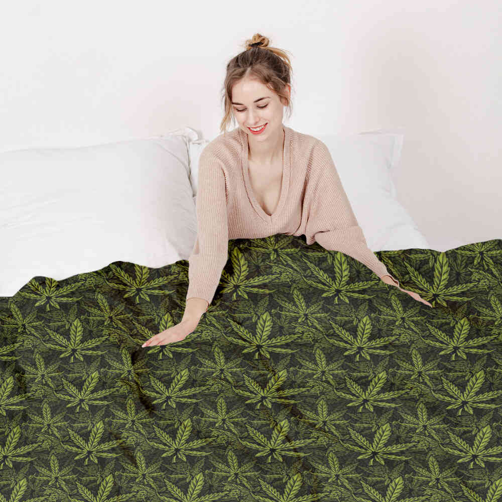 Therapy blankets bedding set hemp leaf