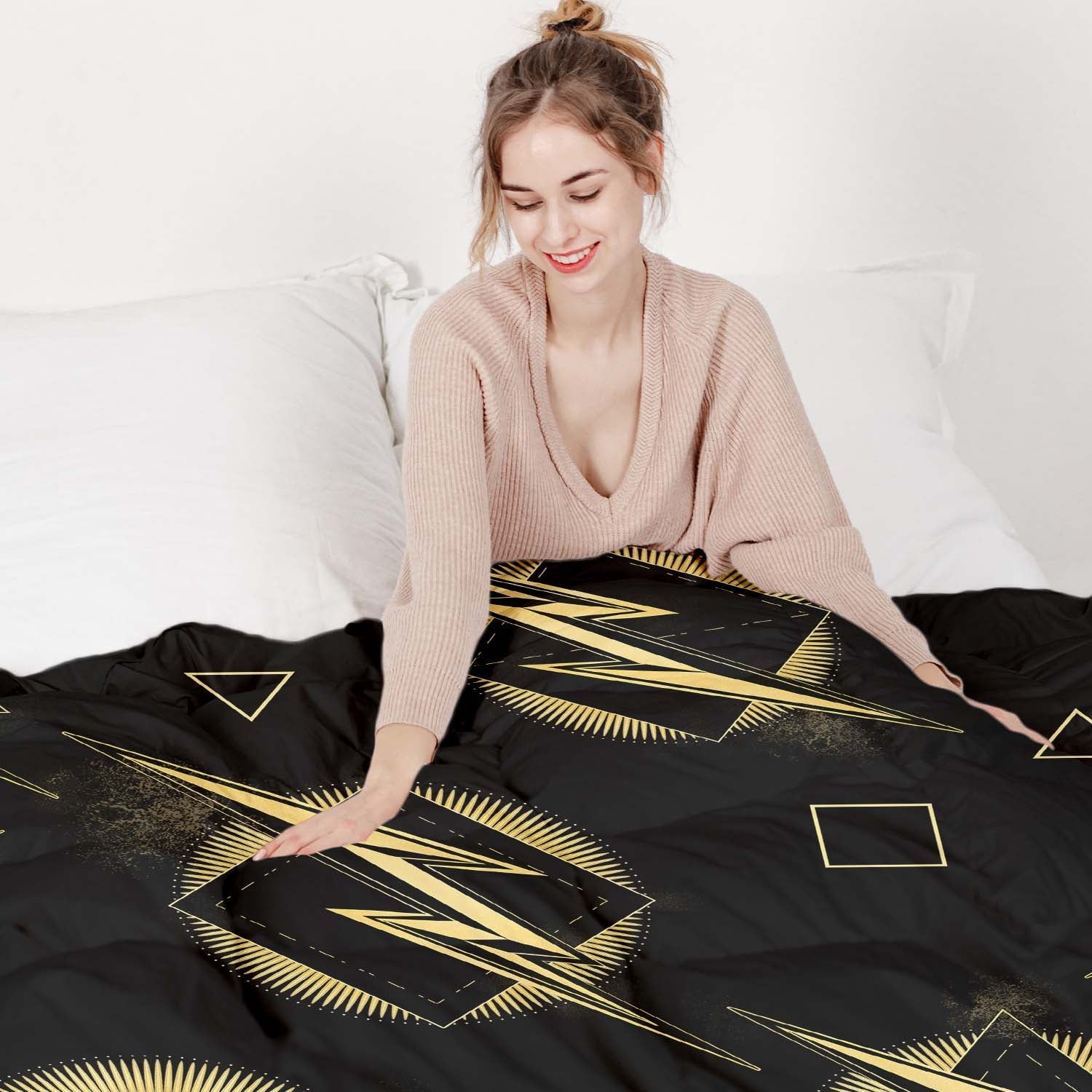 Therapy blankets bedding set yellow lightning