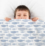 Original therapy blanket - cotton cover blue fish