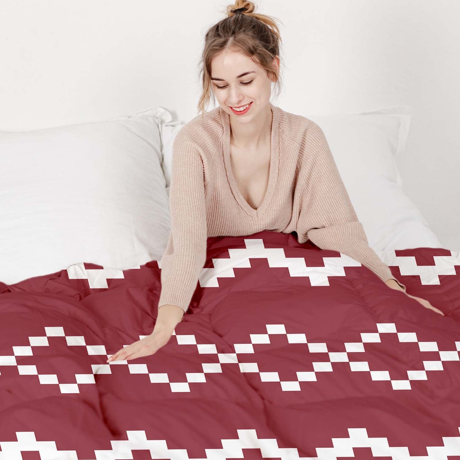 Therapy blankets bedding set with red Christmas pattern