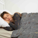 Therapy blanket bedding set, grey with golden plants.