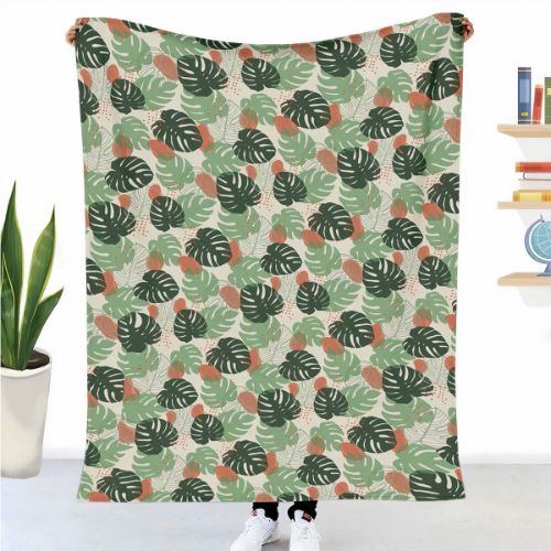 Couverture thérapeutique originale - Housse en coton Monstera claire
