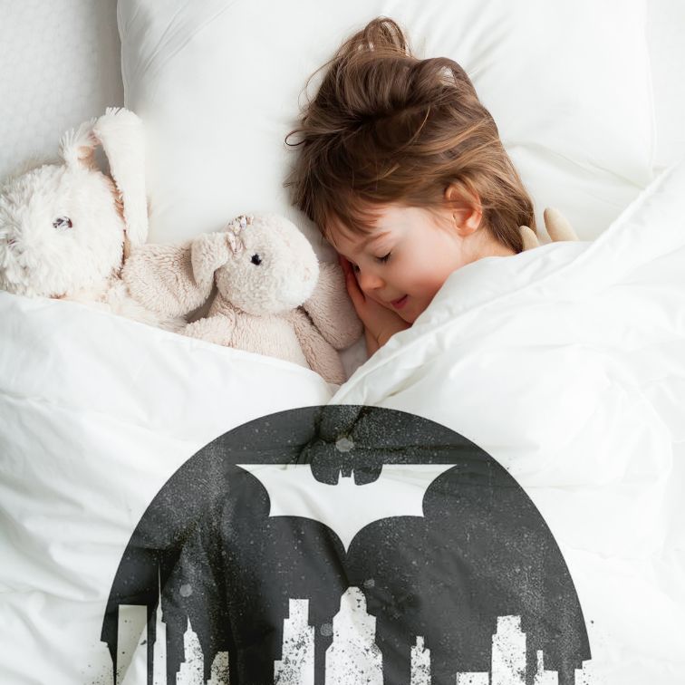 Couverture thérapeutique originale - Housse en coton Batman blanc