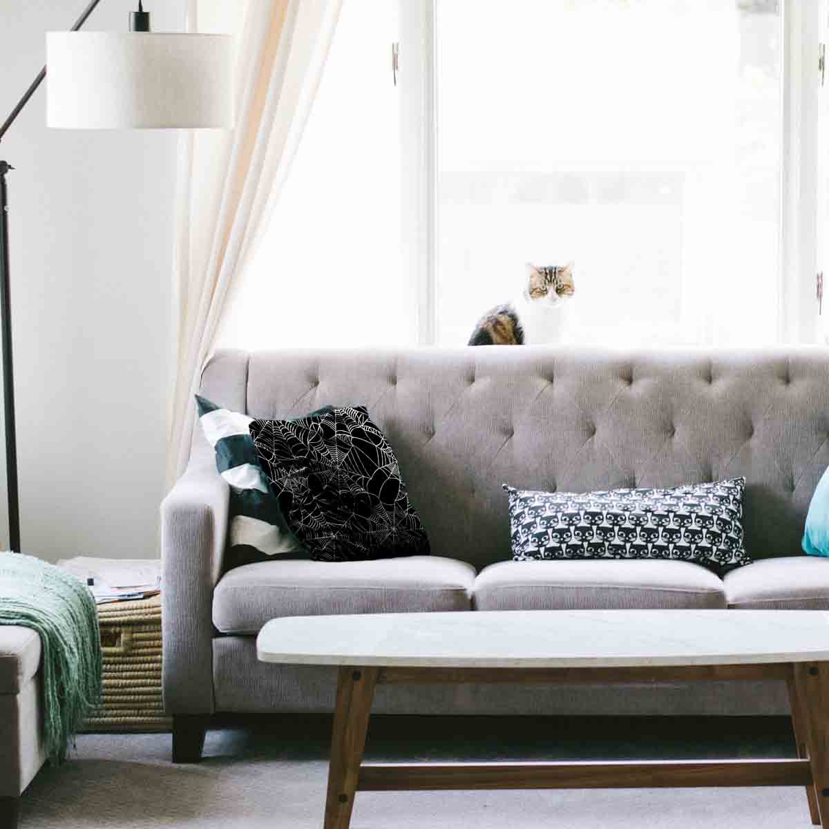 Coussin de santé noir avec toile d'araignée