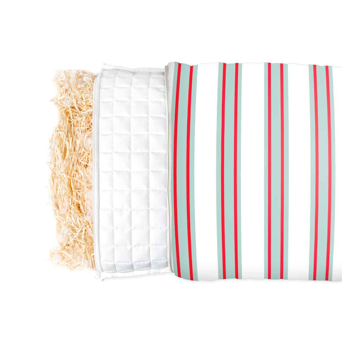 Red Green Striped Health Pillow for Adults