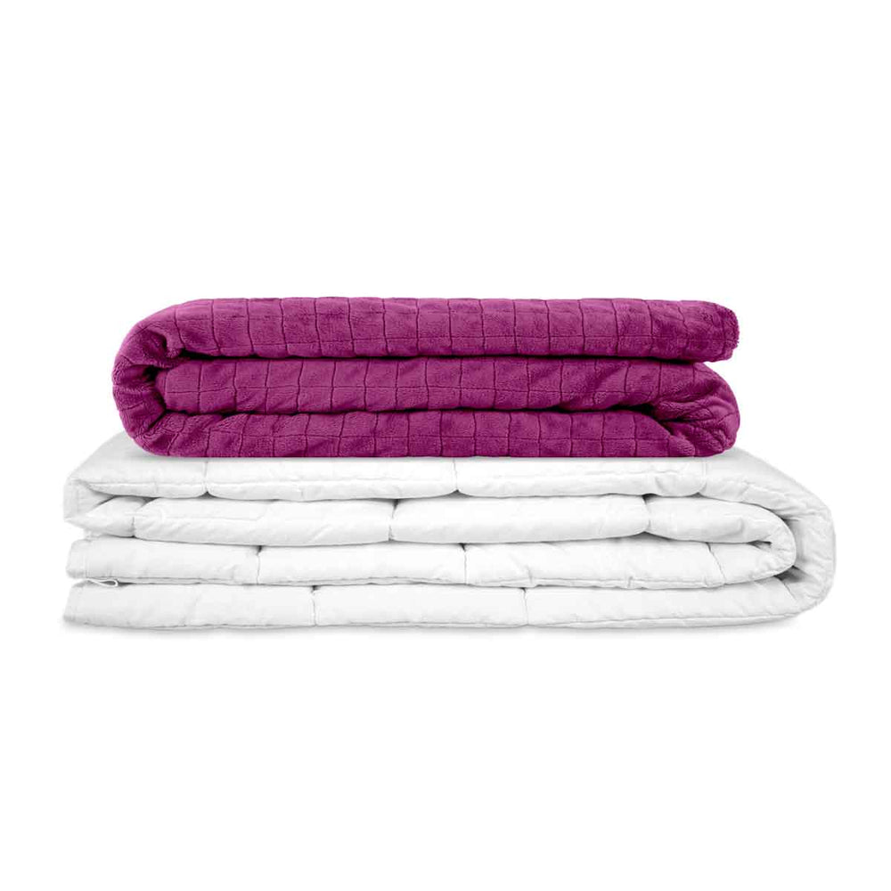 Original therapy blanket - weighted blanket with 4-season cover in purple for adults