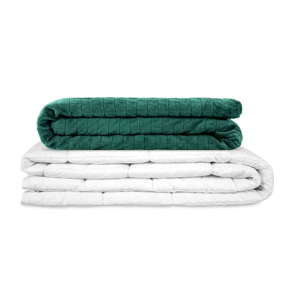 Original therapy blanket - weighted blanket with 4-season cover in fir green for adults