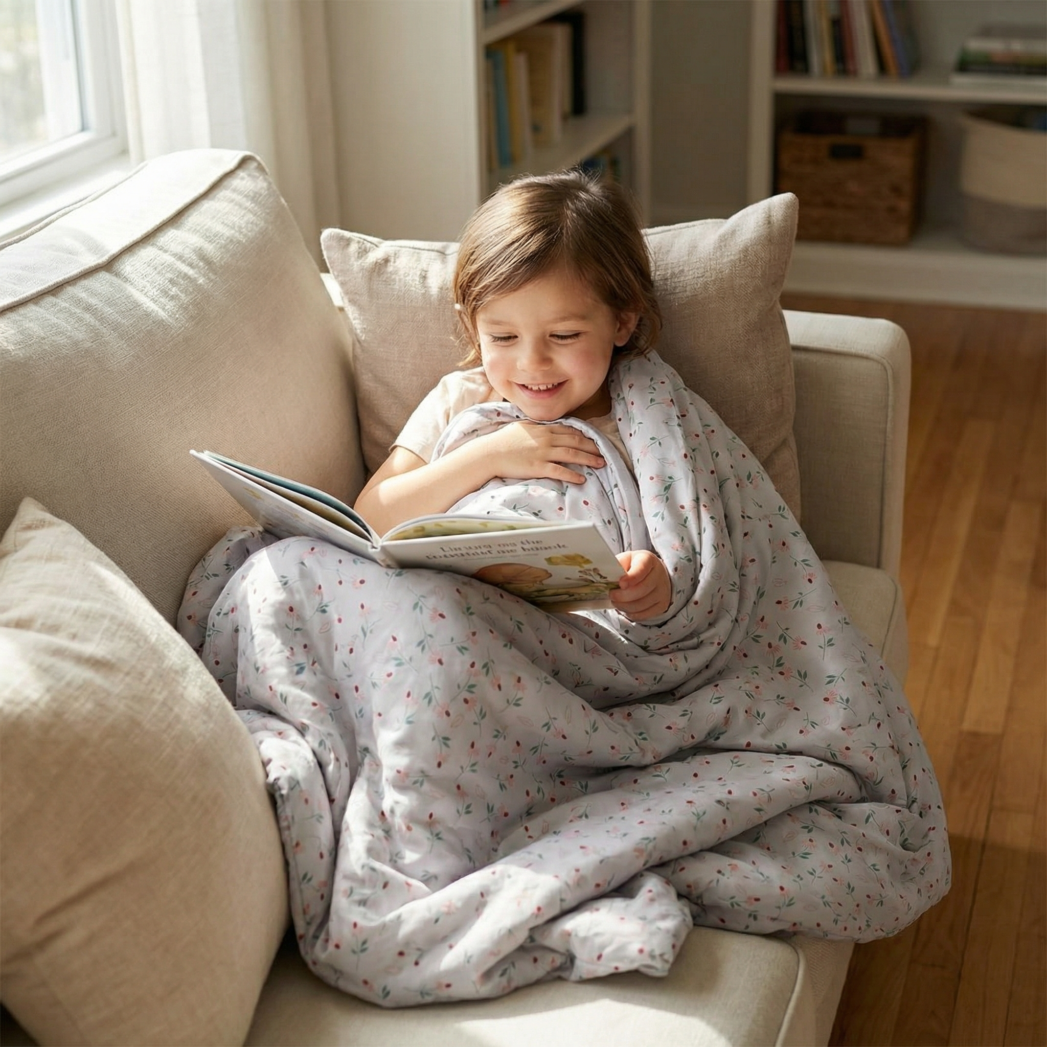 Couverture thérapeutique originale - Couverture pondérée Marguerite avec housse en coton pour enfants