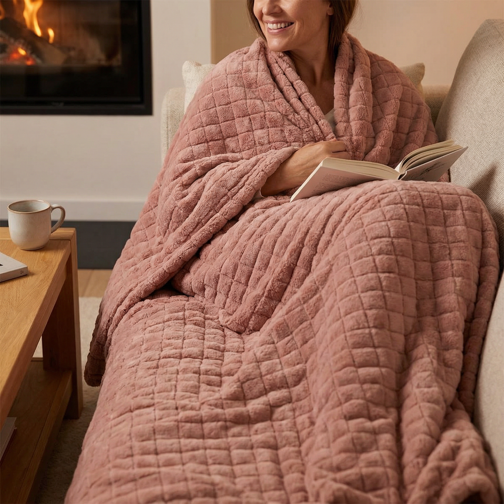 Original therapy blanket - weighted blanket with 4-season cover in powder pink for adults