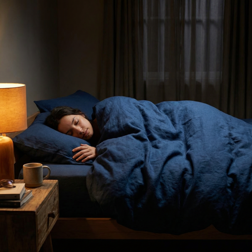 Original therapy blanket - weighted blanket with cotton cover in blue for adults