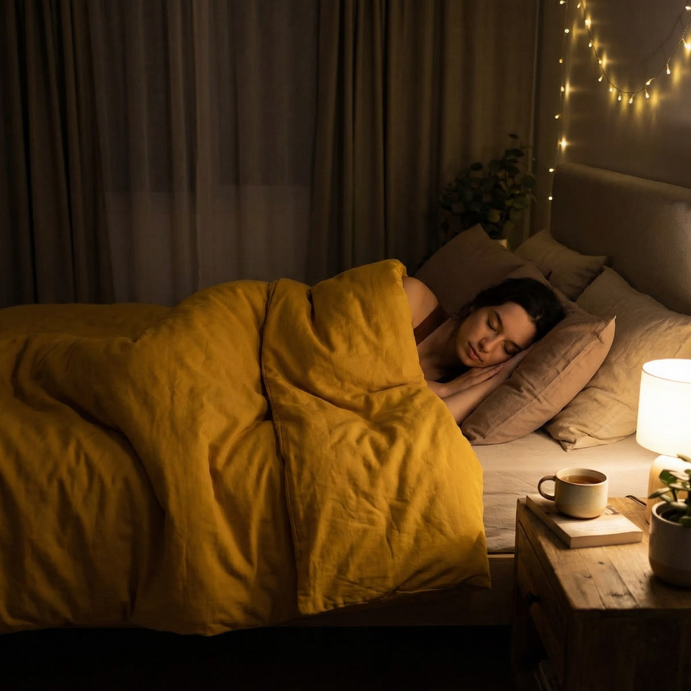 Original therapy blanket - weighted blanket with cotton cover in yellow for adults