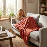 Original therapy blanket - weighted blanket with cotton cover in rust red for adults