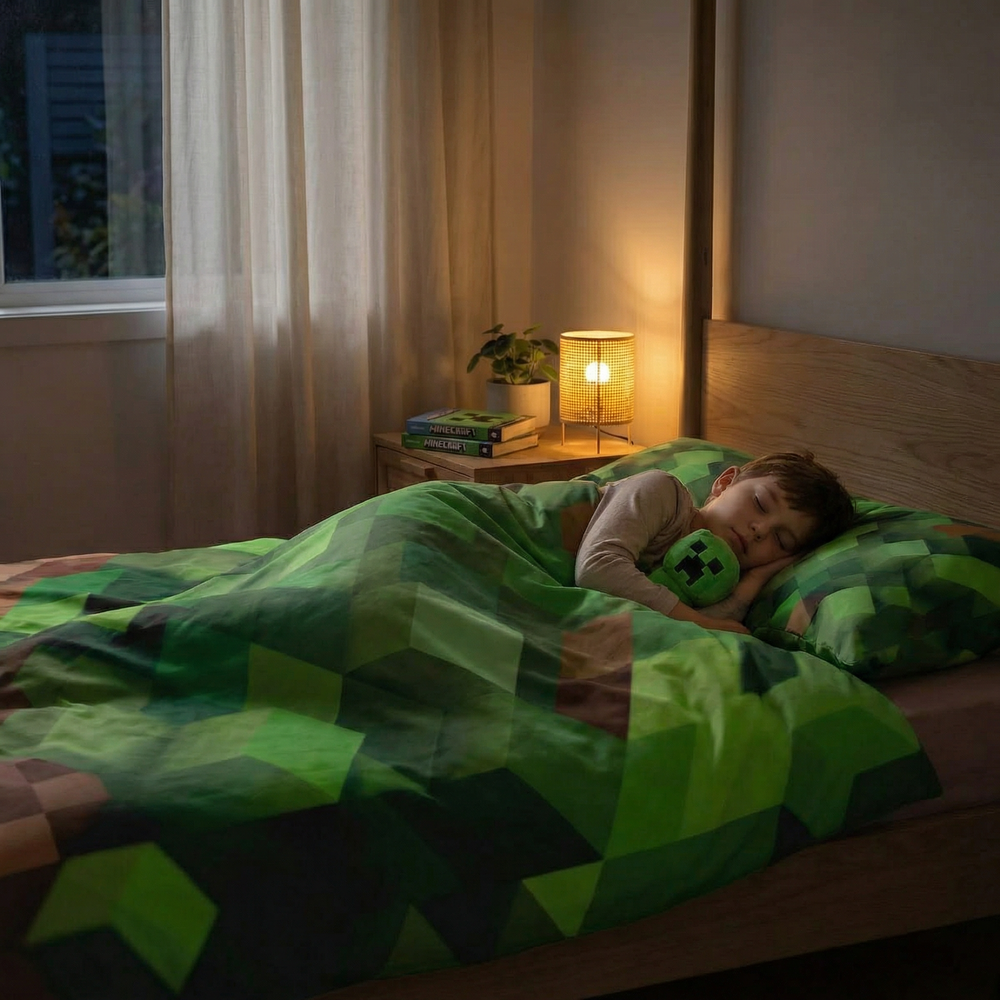 Couverture thérapeutique originale - Couverture lestée Minecraft Paysage avec housse en coton pour enfants et adultes