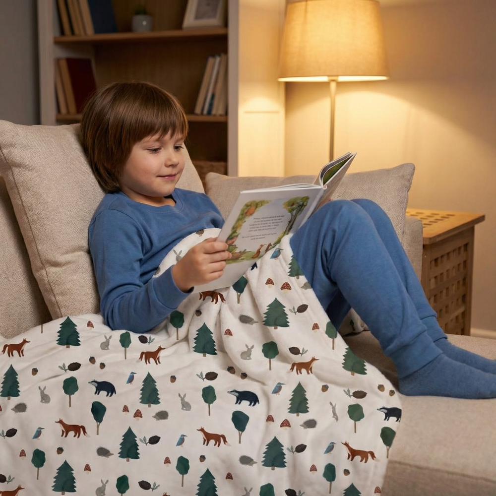 Couverture thérapeutique originale - Couverture lestée animaux de la forêt avec housse en coton pour enfants