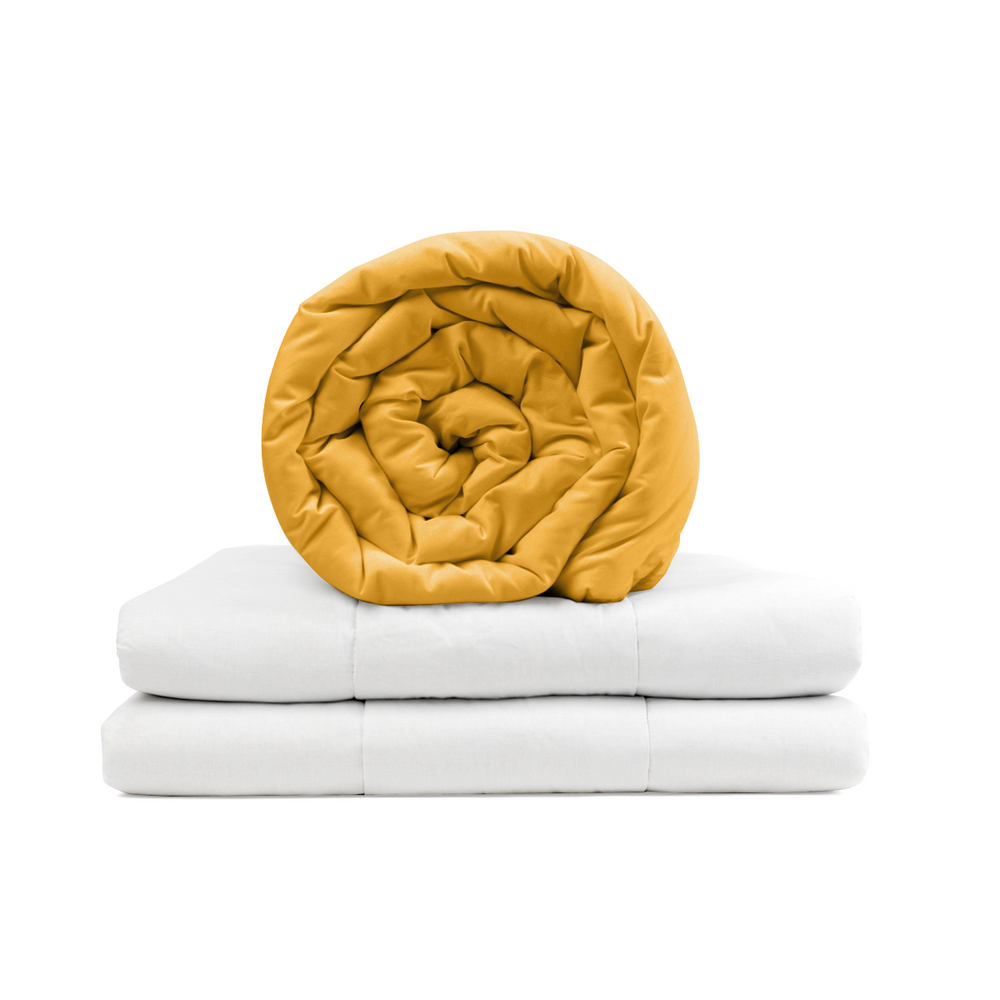 Original therapy blanket - weighted blanket with cotton cover in yellow for adults