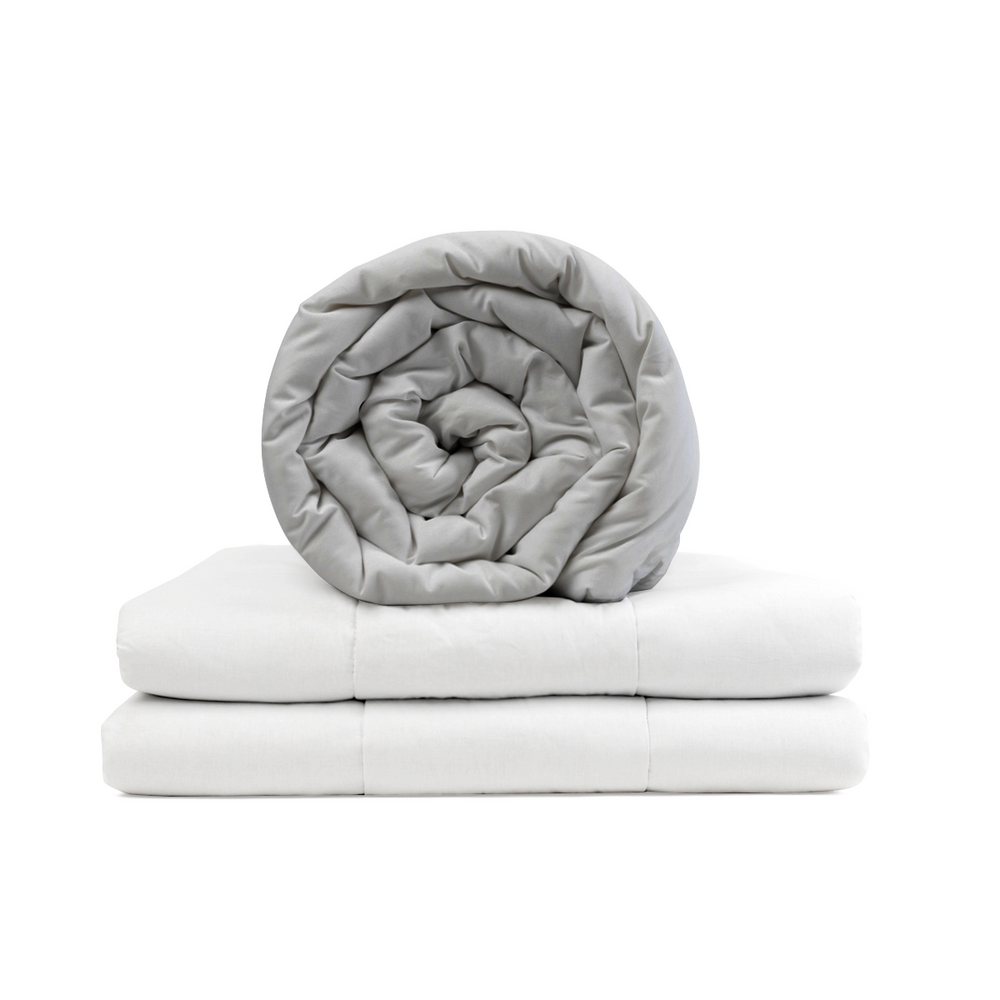 Original therapy blanket - weighted blanket with cotton cover in light gray for adults