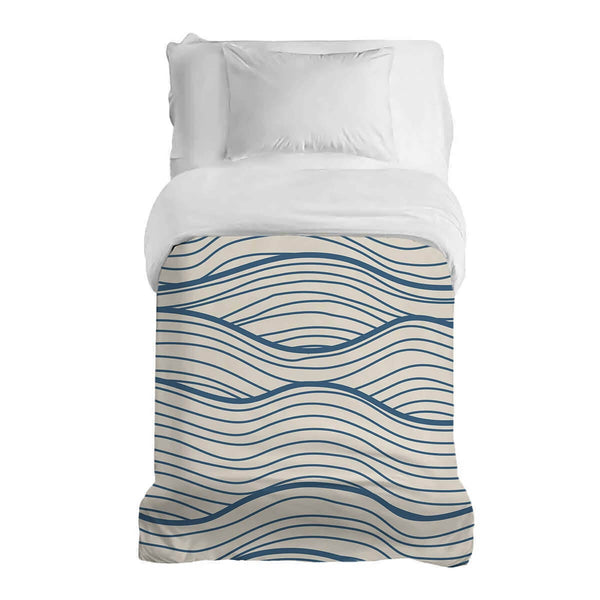 Original therapy blanket - cotton cover beige blue waves