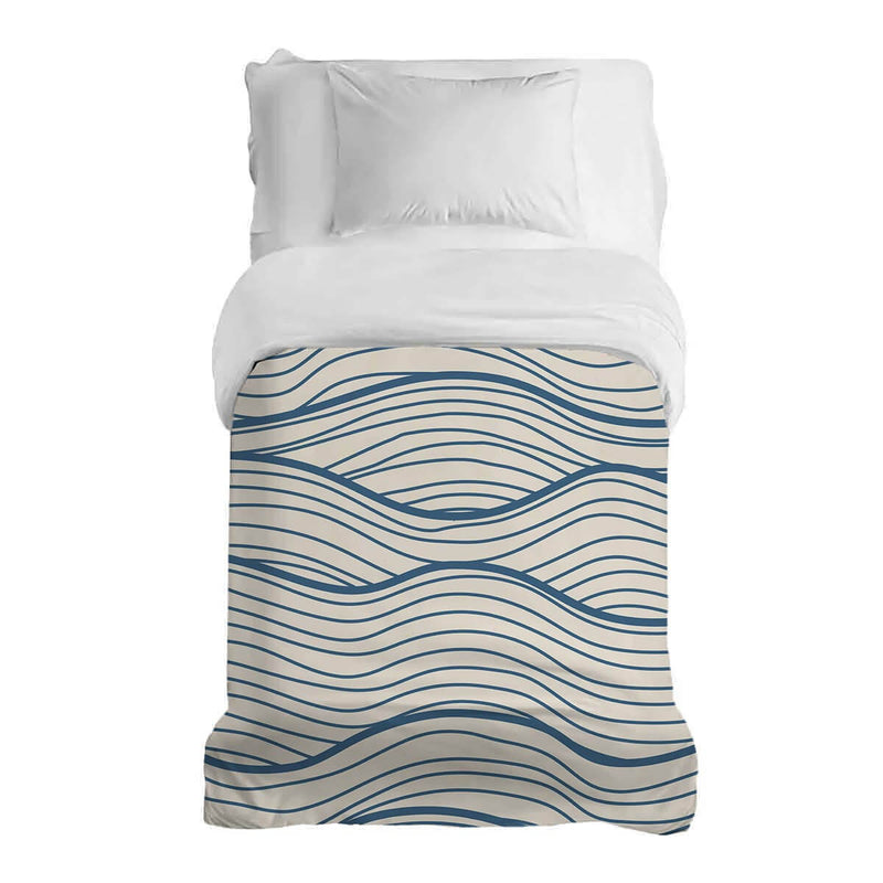 Original therapy blanket - cotton cover beige blue waves