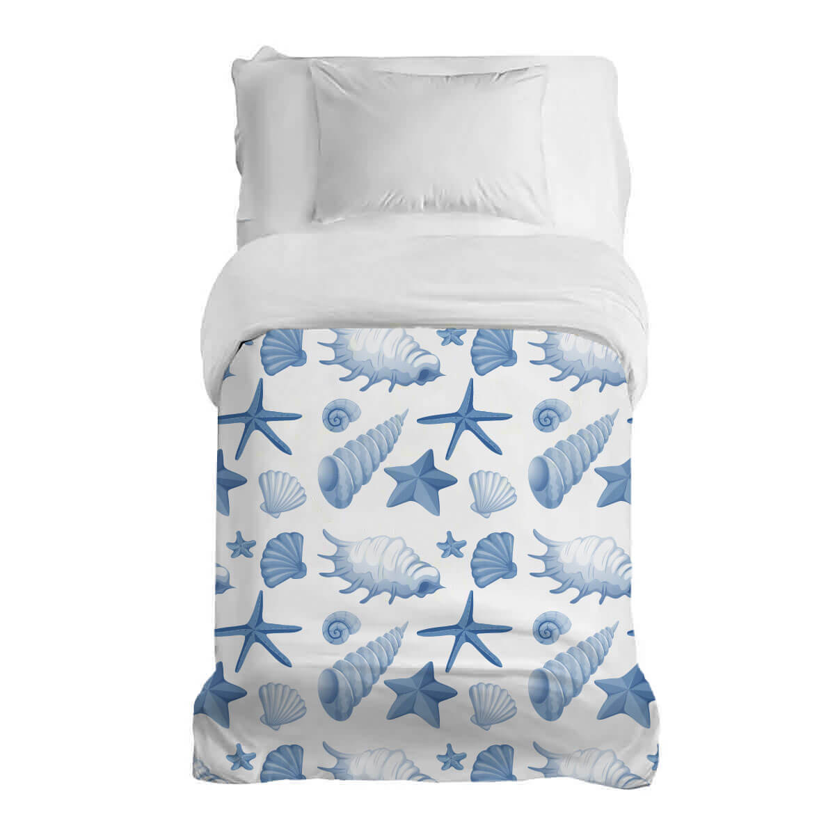 Couverture thérapeutique originale - Housse en coton Coquillages bleus