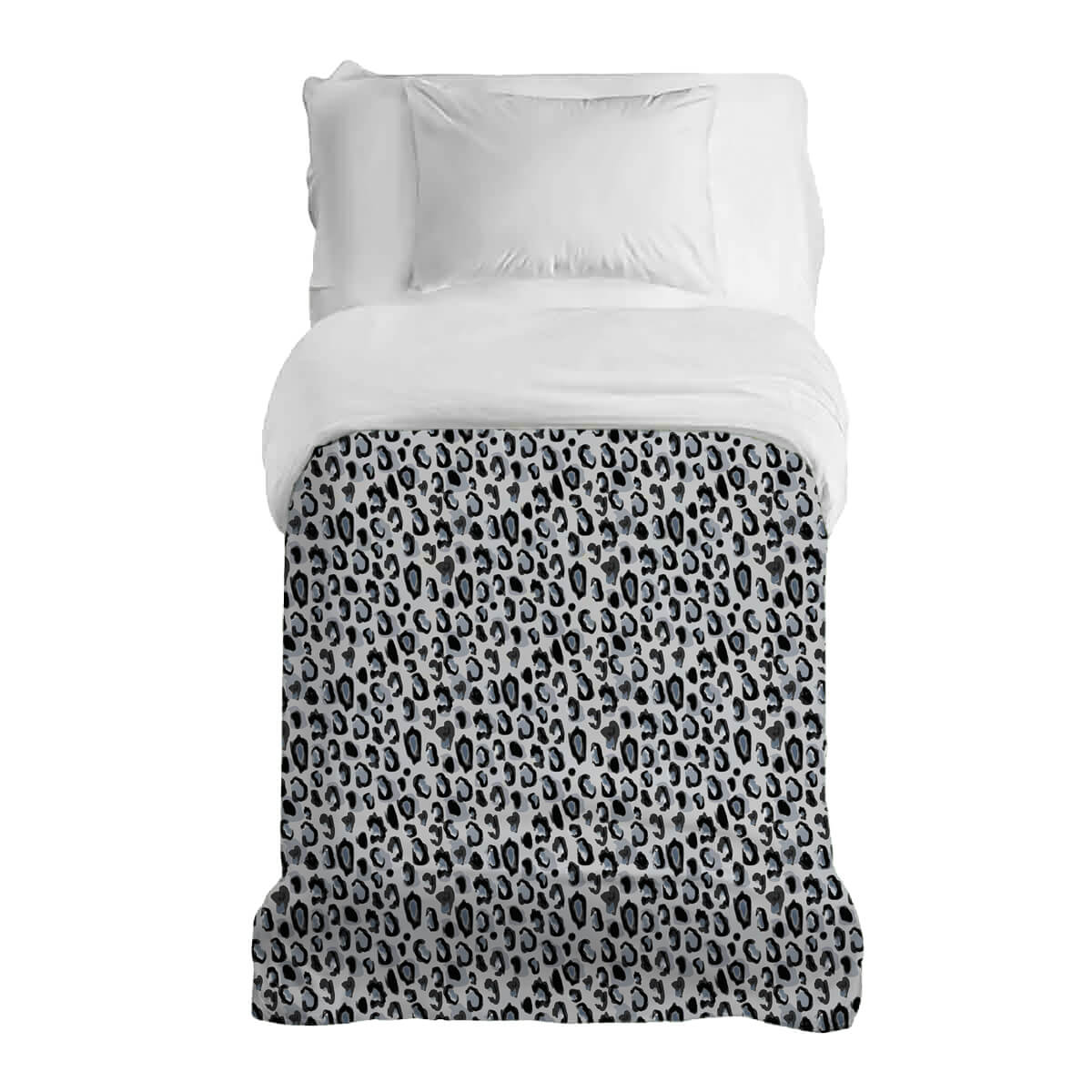Couverture thérapeutique originale - Housse en coton noir blanc motif léopard