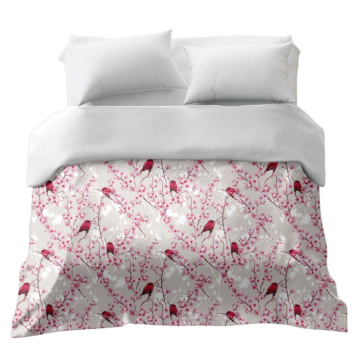 Original therapy blanket - cotton cover cherry blossoms with birds