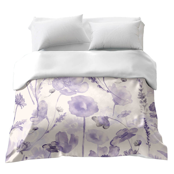 Original therapy blanket - cotton cover purple watercolor blossoms