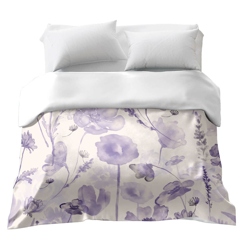 Original therapy blanket - cotton cover purple watercolor blossoms