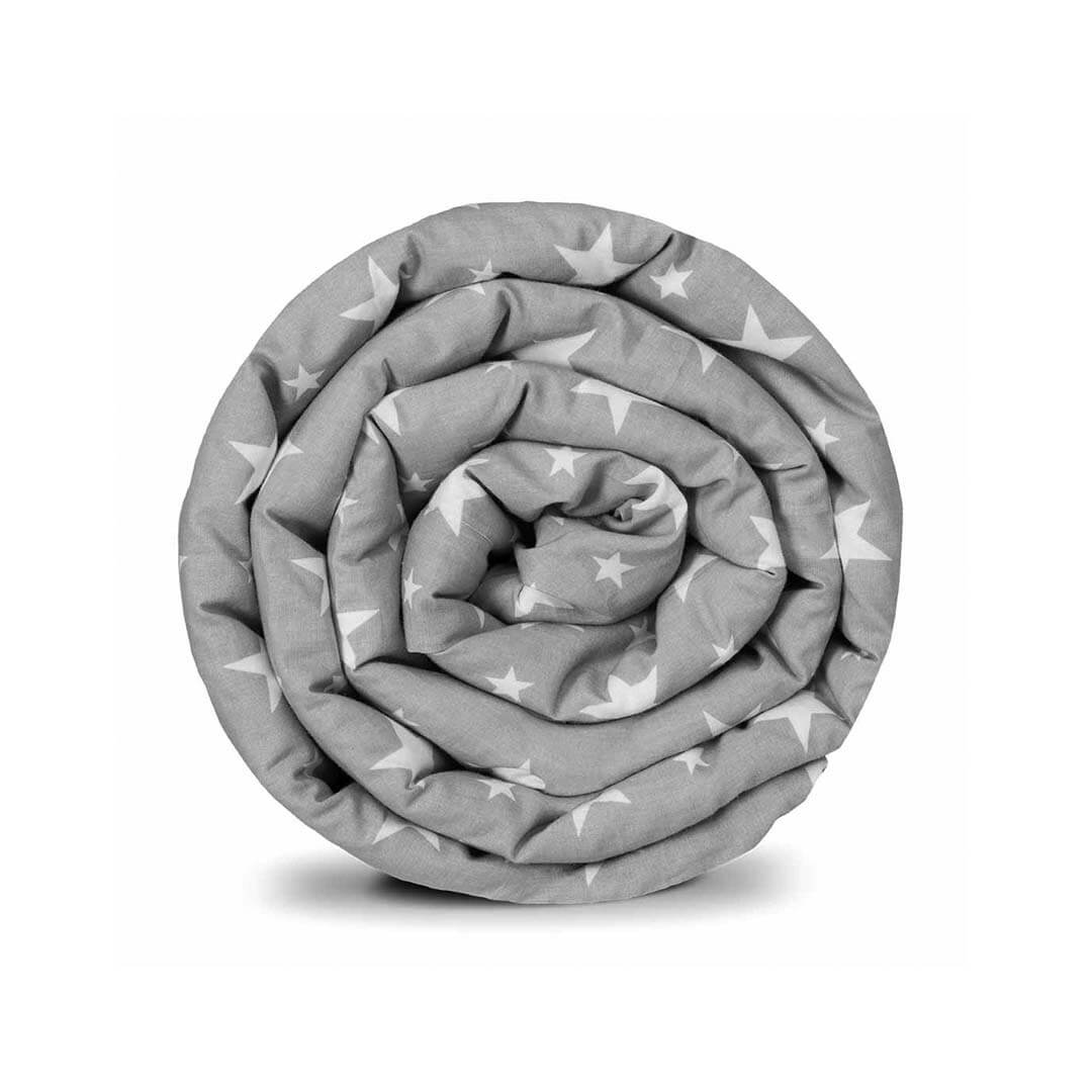 Couverture thérapeutique originale - Housse en coton grise avec étoiles
