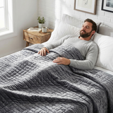 Original therapy blanket - weighted blanket with 4-season cover in gray for adults