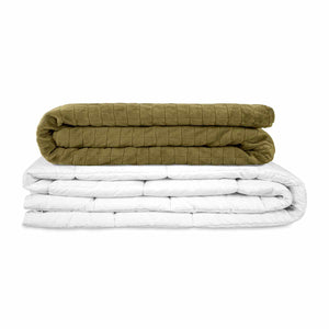 Original therapy blanket - weighted blanket with 4-season cover in olive green for adults