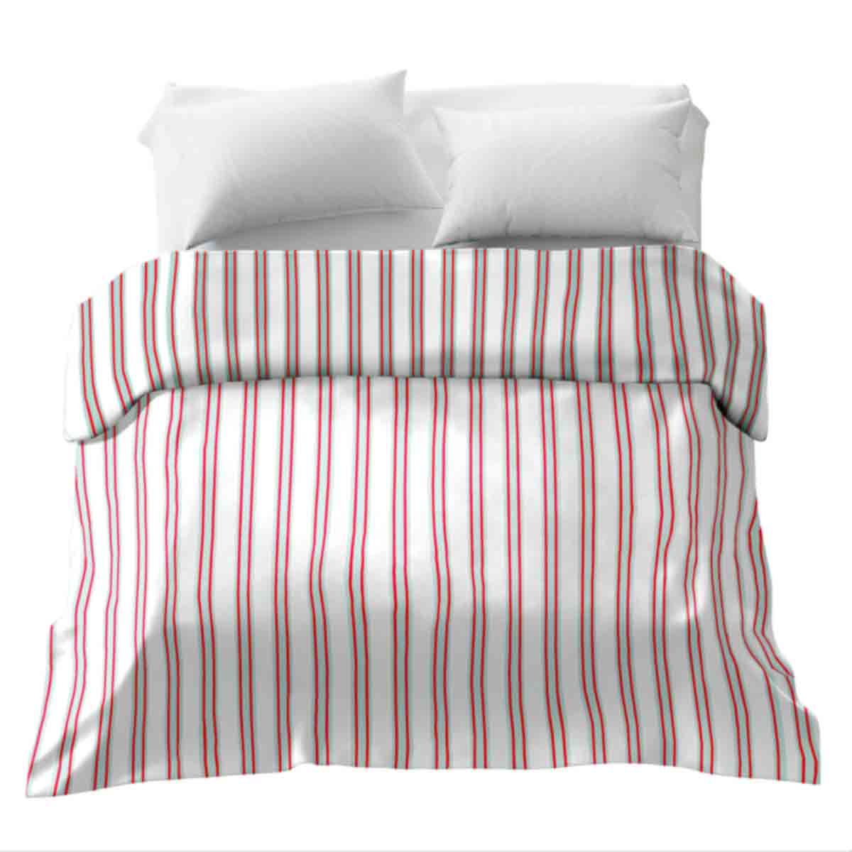 Couverture thérapeutique originale - Housse en coton rayée rouge et verte