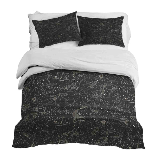 Therapy blanket bedding set, black horoscope