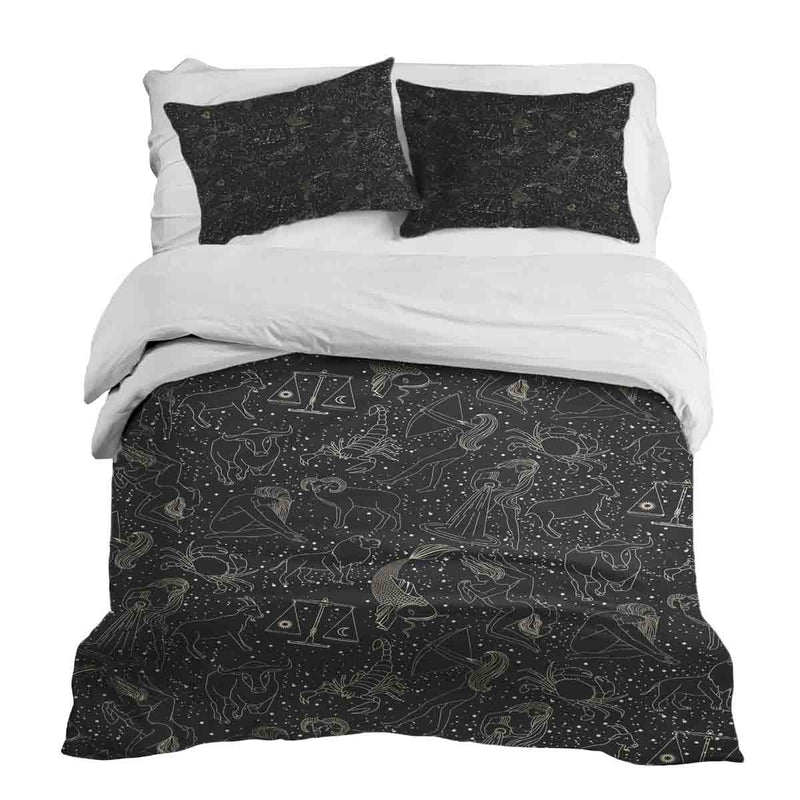 Therapy blanket bedding set, black horoscope