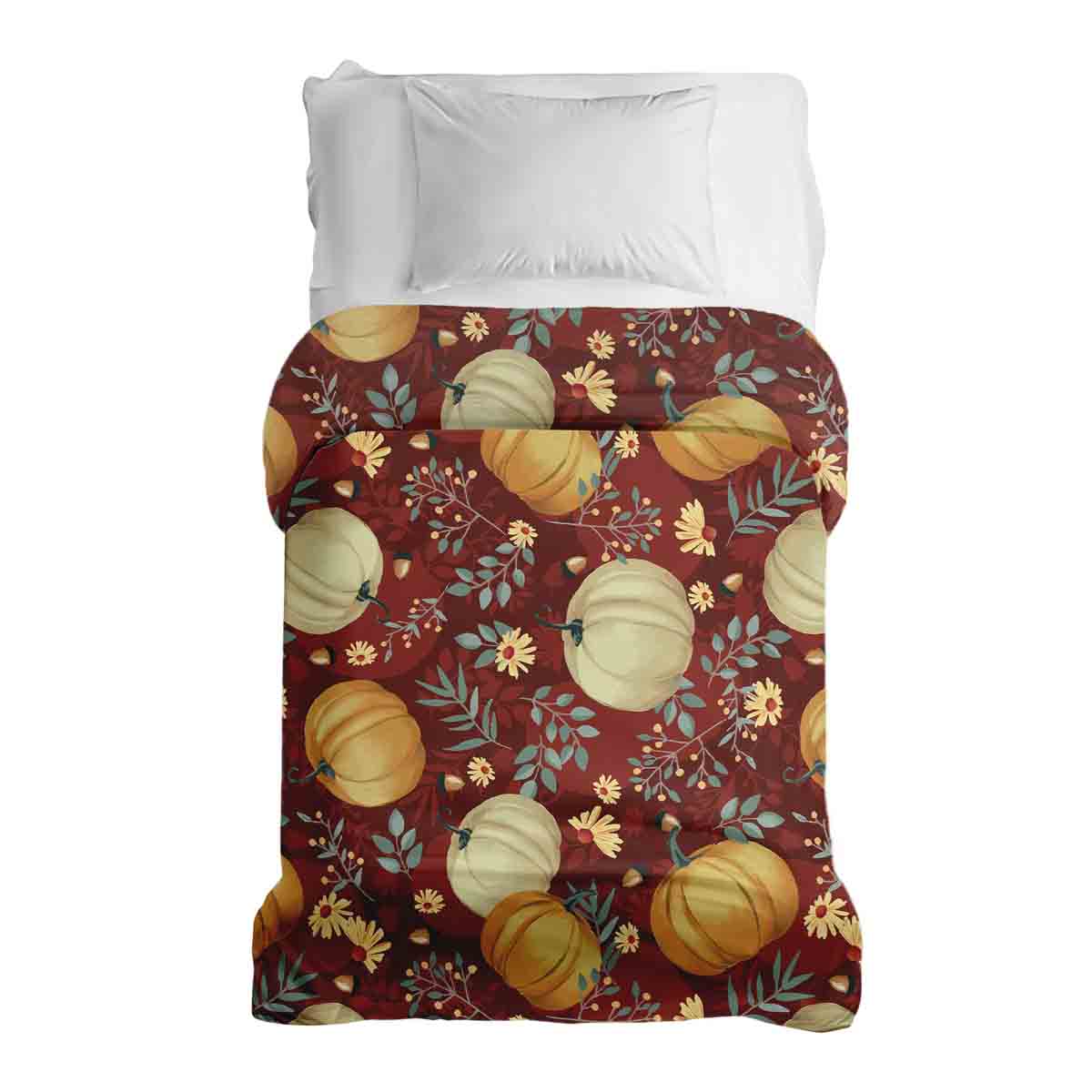 Couverture thérapeutique originale - Housse en coton rouge avec citrouilles