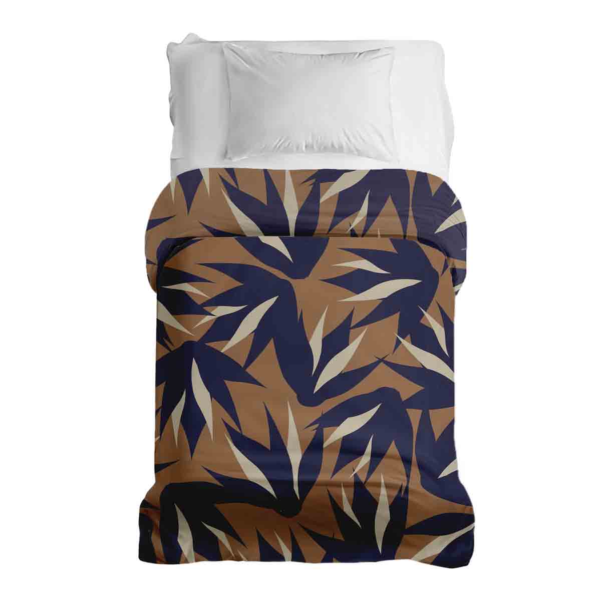 Couverture thérapeutique originale - Housse en coton marron avec feuilles bleues