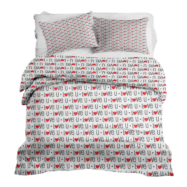 Therapy blankets bedding set white Love U