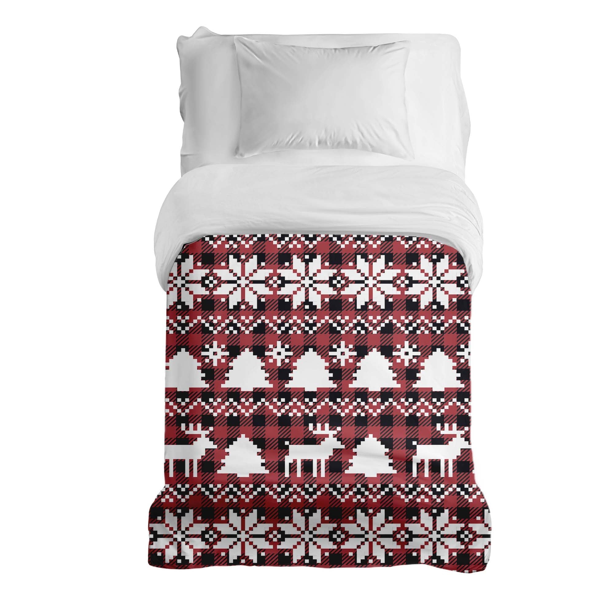 Couverture thérapeutique originale - Housse en coton à carreaux avec motifs de Noël