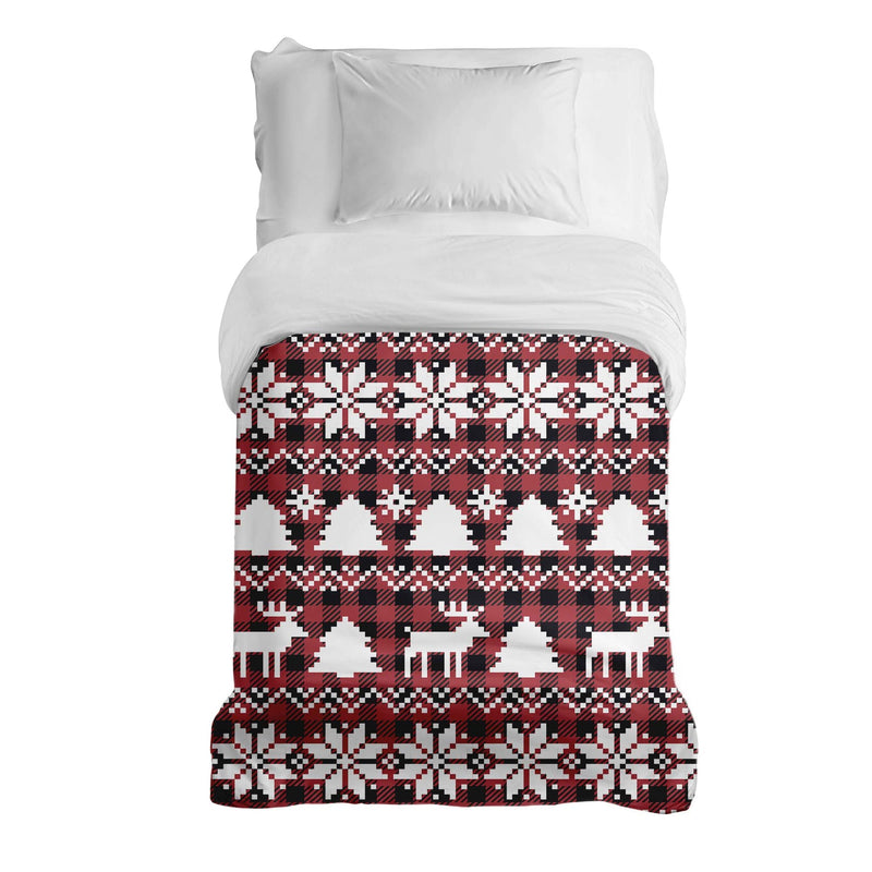 Original therapy blanket - cotton cover checkered with Christmas motifs