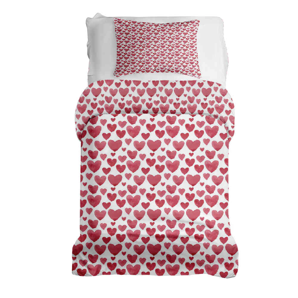 Therapy blankets bedding set red hearts