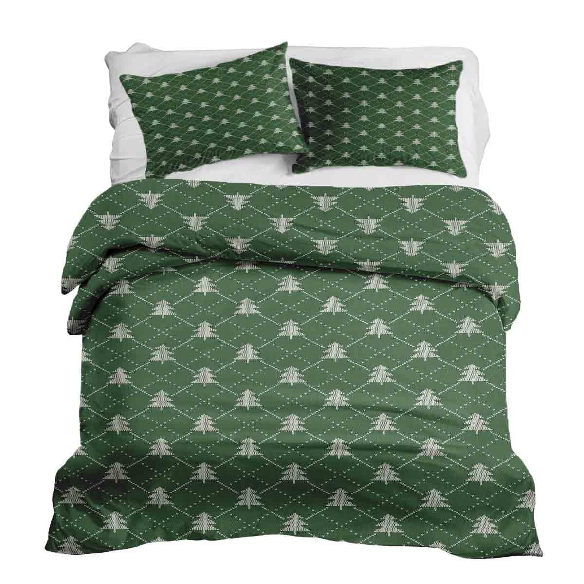 Therapy blankets bedding set green with fir trees