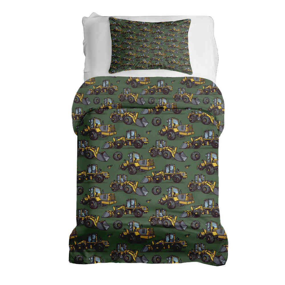 Therapy blankets bedding set green tractor